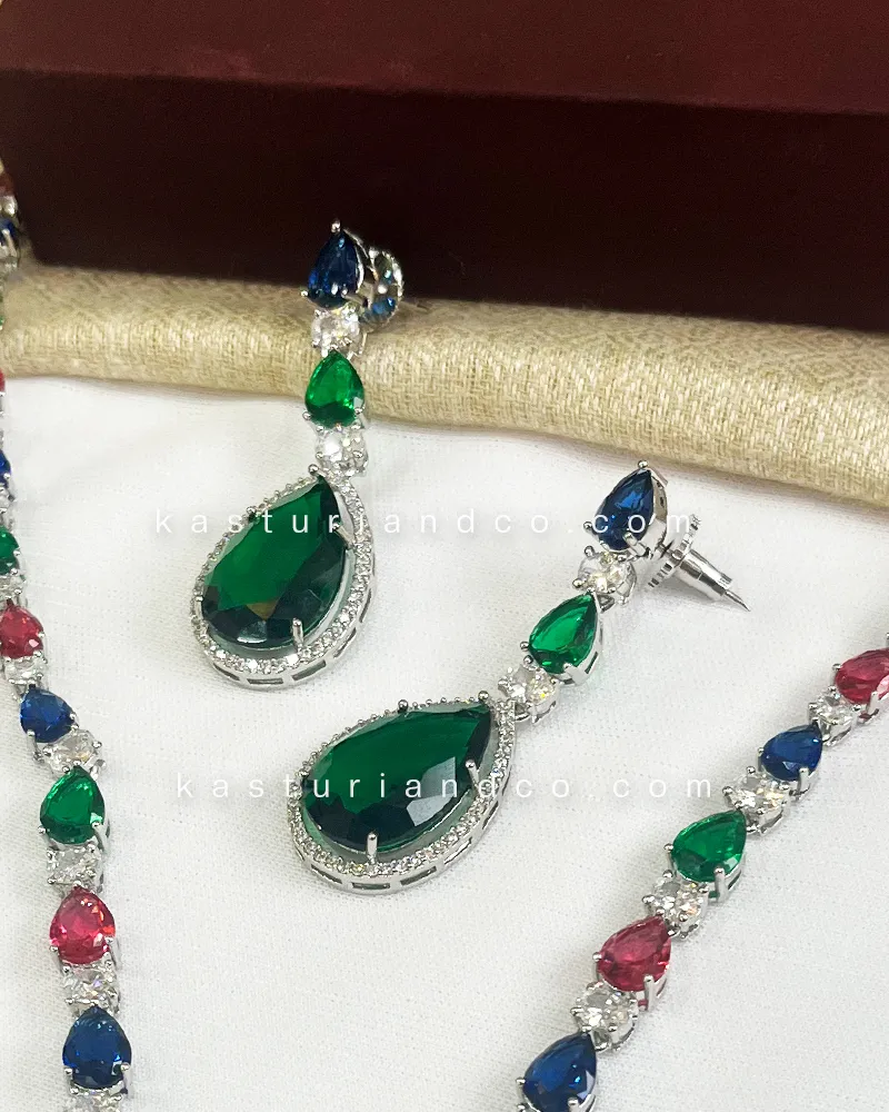 Jenny Multicolour Stone Necklace, Silver Plated - Image 5