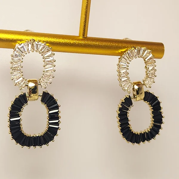 Baguette layered loop Earrings, Black