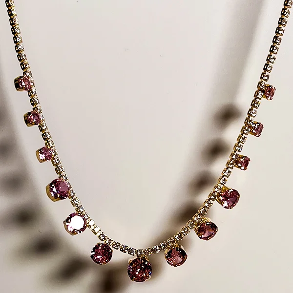 Blush Tennis Necklace with Stones - Image 2