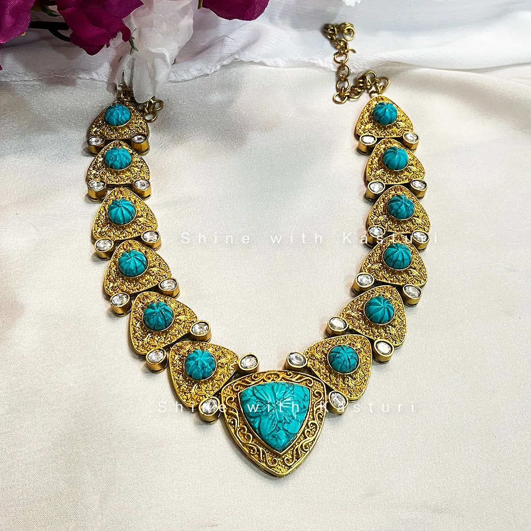 Zeenat Amrapali Inspired Necklace, Blue - Image 2