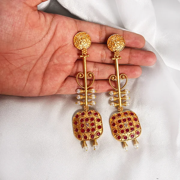 Antique Gold Ethnic Earrings - Image 2