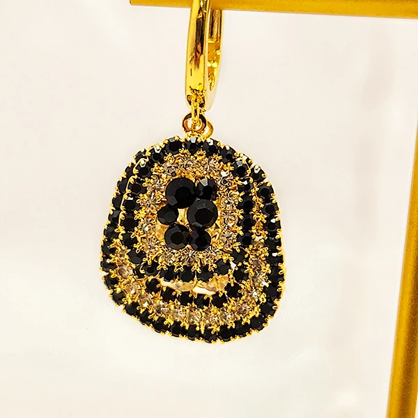 Baguette layered loop Earrings, Black - Image 5