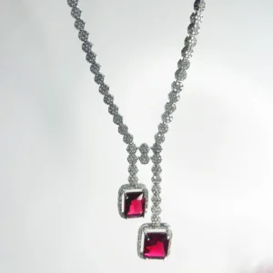 Alternative view of Cz Classic Y Necklace With Rhodium Plating