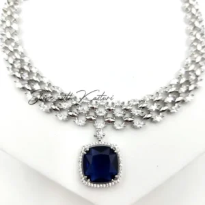 Alternative view of Selene CZ & Stone Necklace Set, Blue