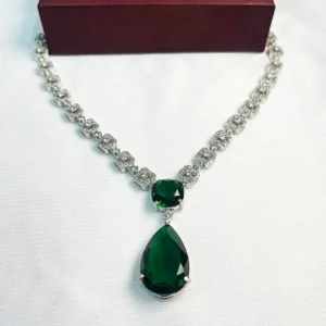 Alternative view of Kelly Cubic Zirconia Necklace with Stone Pendant
