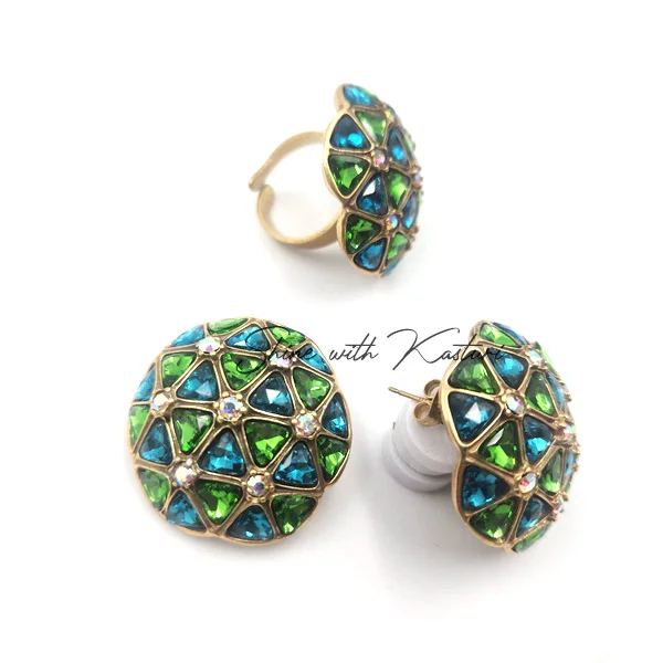 Celestial Embellished Dome Rings, Emerald - Image 2