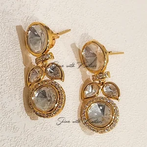 Alternative view of Classic Polki Crystal Drop Earrings
