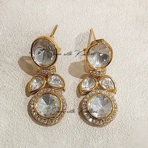 Classic Polki Crystal Drop Earrings