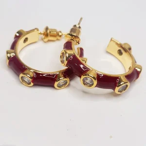 Crimson Embellished Hoops
