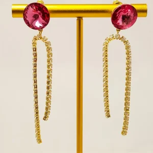 Alternative view of Tennis & Crystal Earrings, hot pink