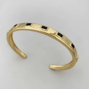Alternative view of Gold Plated Bangle studded with Stone, Square