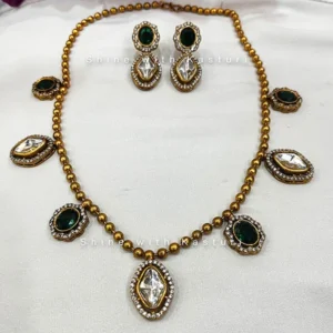 Kayla Antique Finish Necklace with Stones