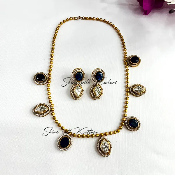 Kayla Antique Finish Necklace with Stones - Image 2