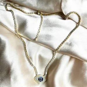 Alternative view of Evil Eye Tennis Necklace, premium plating