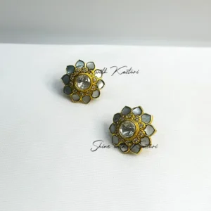Alternative view of Flower Shaped Polki Earrings