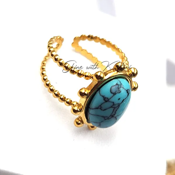 Stylish Stone Ring in gold plating - Image 2