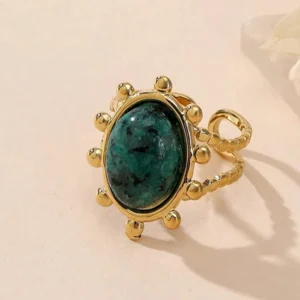 Alternative view of Stylish Stone Ring in gold plating