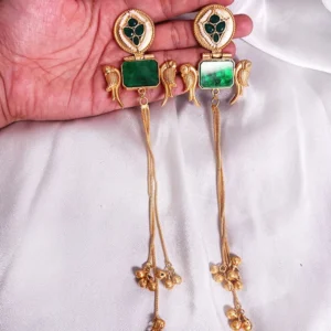 Alternative view of Kashmir Long Jhumkis, Green