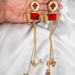Alternative view of Kashmir Long Jhumkis, Ruby
