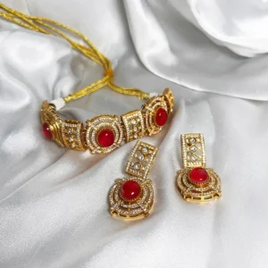 Kundan Choker Necklace Set with Earrings, Blue