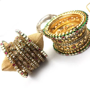Alternative view of Royal Kundan Bangle Set, Multi