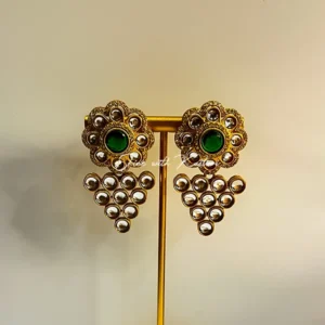 Alternative view of Traditional Kundan and Emerald Gold Plated Necklace