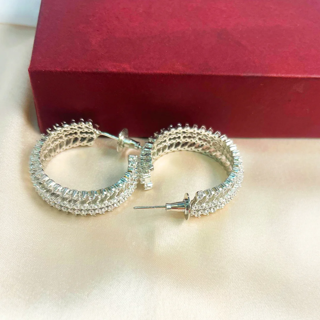 Large Stylish Silver Hoops - Image 2