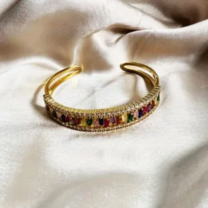 Multicolor CZ Bangle, Gold