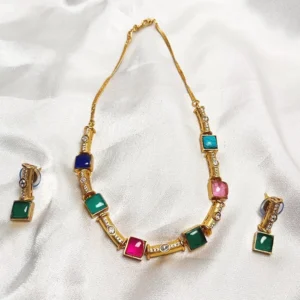 Alternative view of Rajwari Slim Choker with Stones