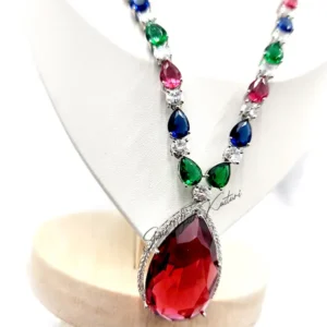 Alternative view of Jenny Multicolour Stone Necklace, Silver Plated