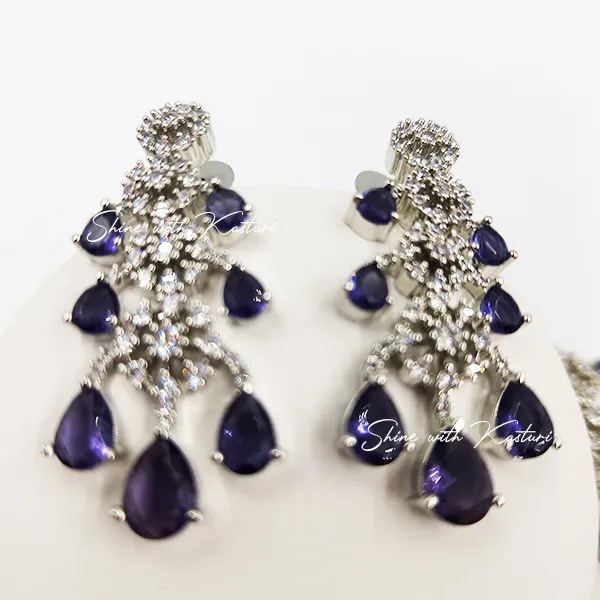 CZ Necklace with Florets and Stones - Image 3