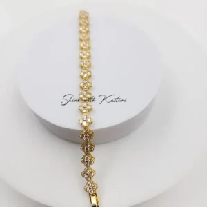 Green Sapphire Floral Bracelet, Gold-Plated