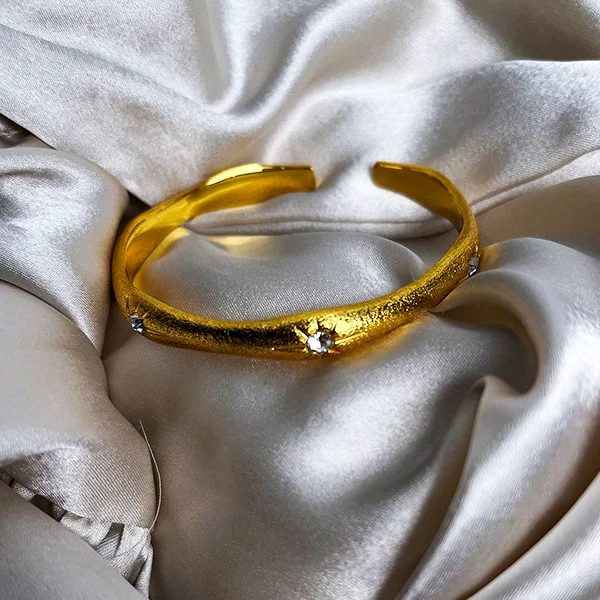 Satin Gold Swirly Bracelet, embellished - Image 2