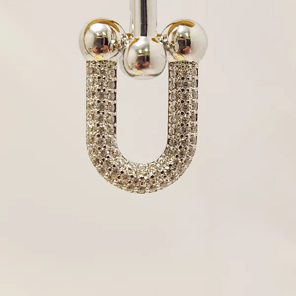 U-Shape Cubic Zirconia Huggies - Image 2