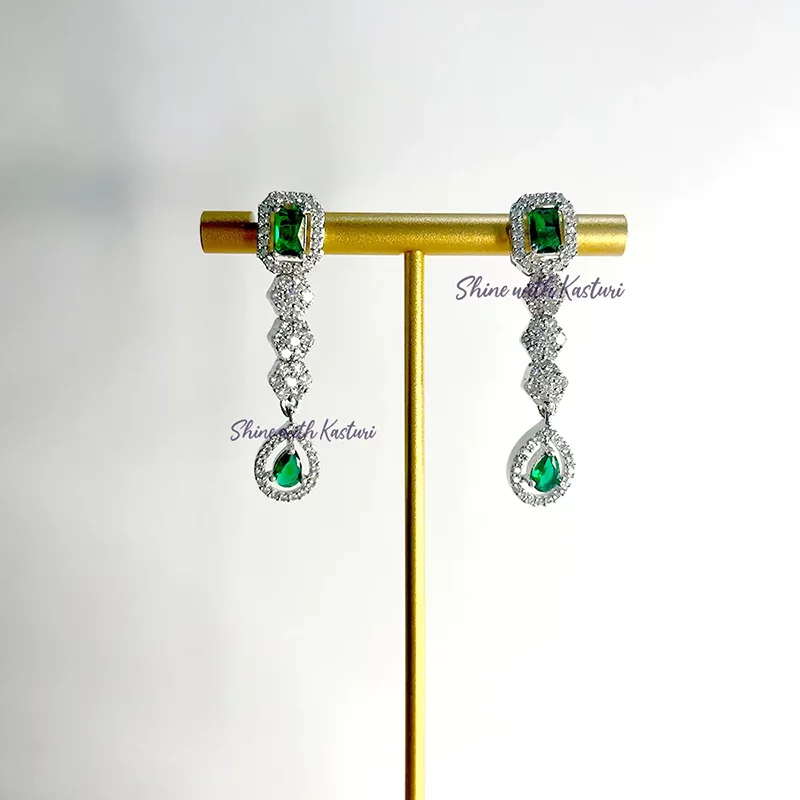 Lovisa Layered Necklace, CZ & Stones, Silver plated Green - Image 4