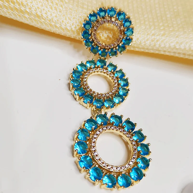 Triple Circle Crystal Earrings - Image 2