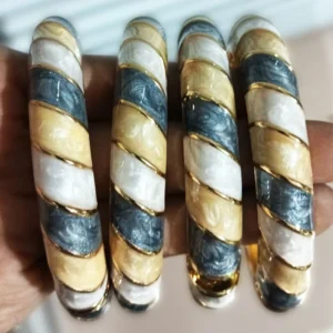 Triple-Tone Enamel Bangle