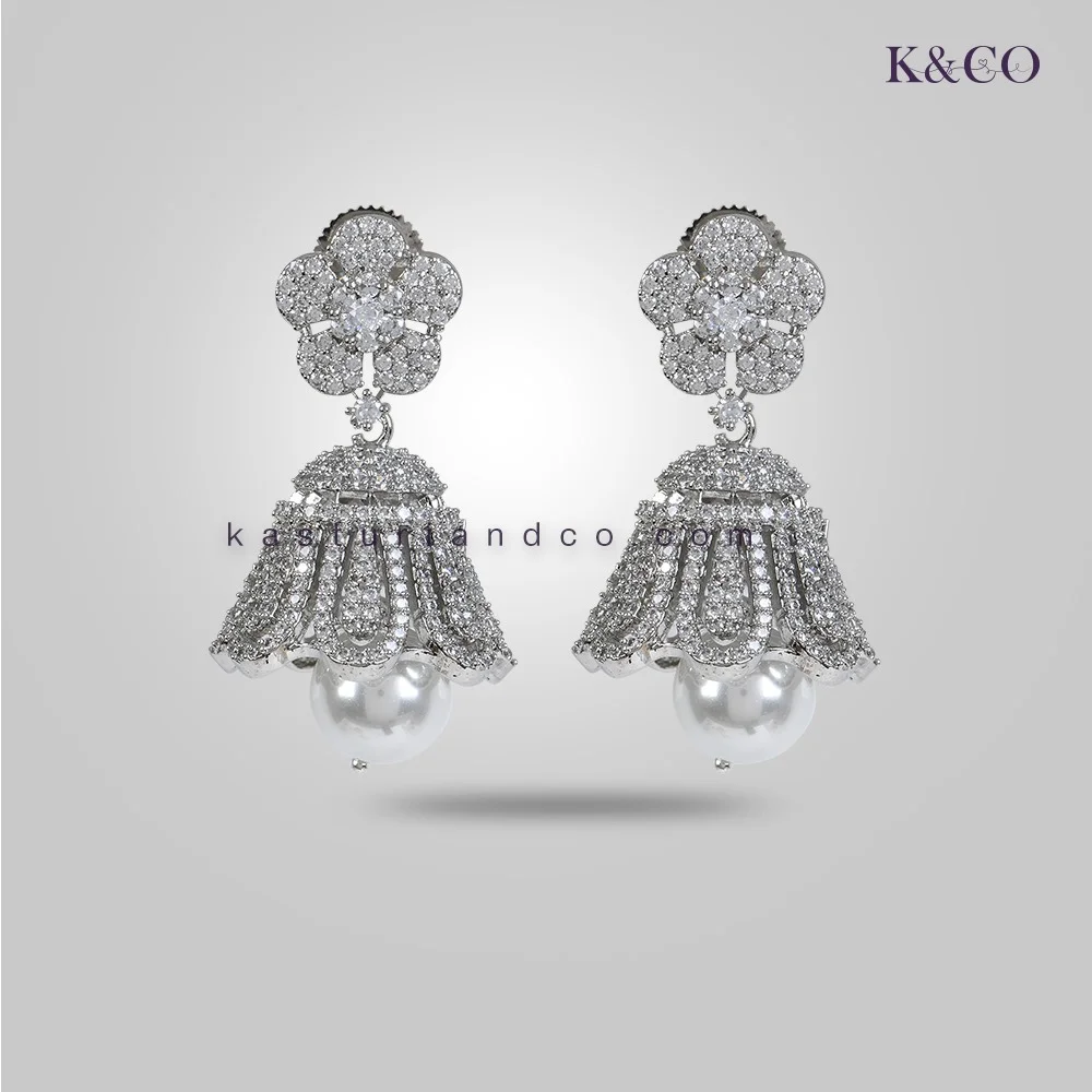 CZ Earring With Pearl