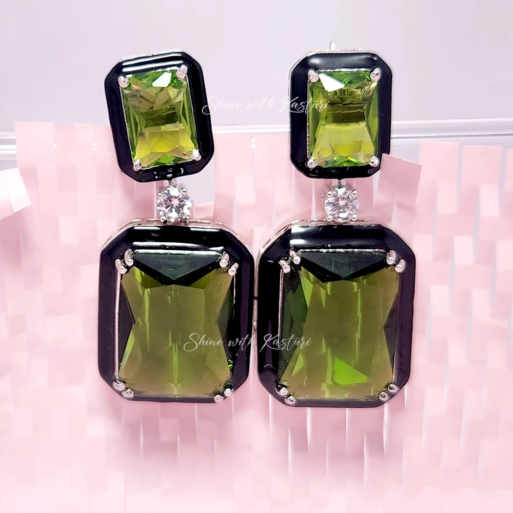 Julie Crystal Stone Statement Earrings, Red - Image 5