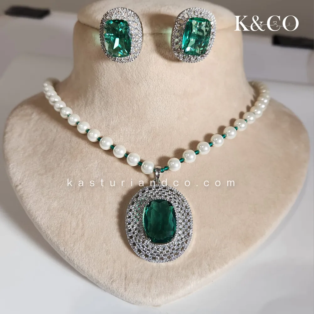 CZ & Pearls Statement Necklace