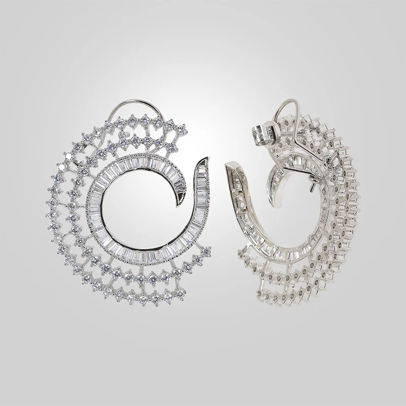 diamond look alike baguette earrings