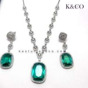 Alternative view of CZ Necklace with large stone, green
