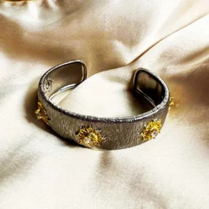 Dual Tone Broad Bangles, Silver