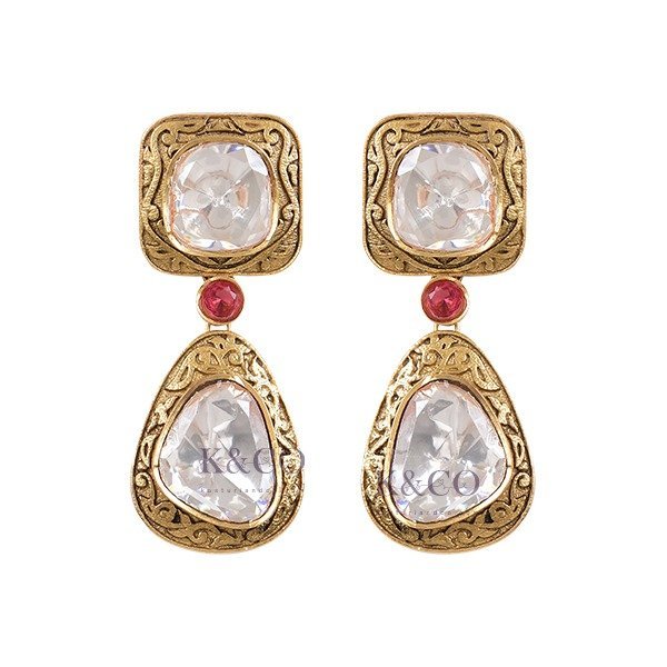 Designer Polki Earrings with stone