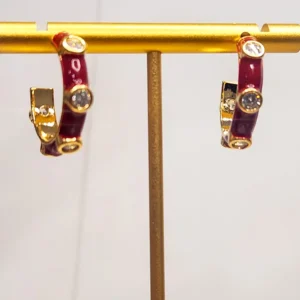 Alternative view of Crimson Embellished Hoops