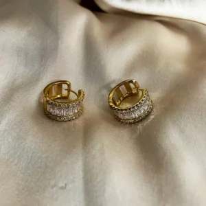 Gold Classic Baguette Hoop Earrings