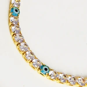 Gold Tennis Bracelet, Evil Eye