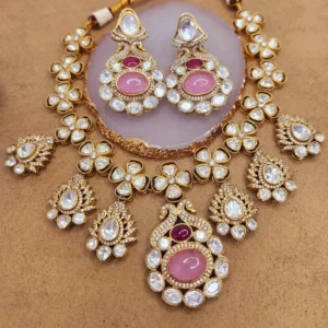 Alternative view of Sara Premium Polki Necklace Set