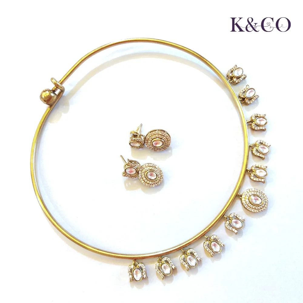 Kundan Polki Hasli in Gold Finish - Image 2