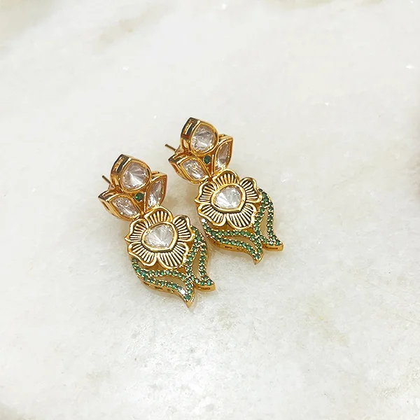 Designer Choker Necklace Flowers Green - Image 3